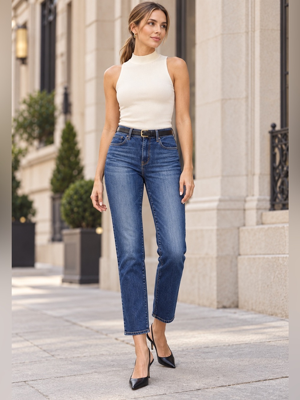 Levi’s 724 | High Rise Straight Crop Ankle Jeans Blue Denim | Size 28